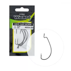   Wizard Wide Gap Worm, cu ochet și barbă, 3/0, cârlig offset pentru spinning