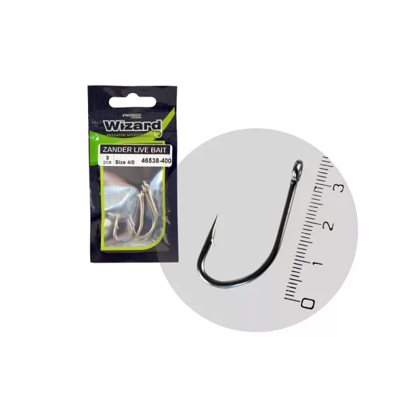Wizard Zander Live Bait Pro Cârlig cu ochi și barbă 4/0 pentru șalău