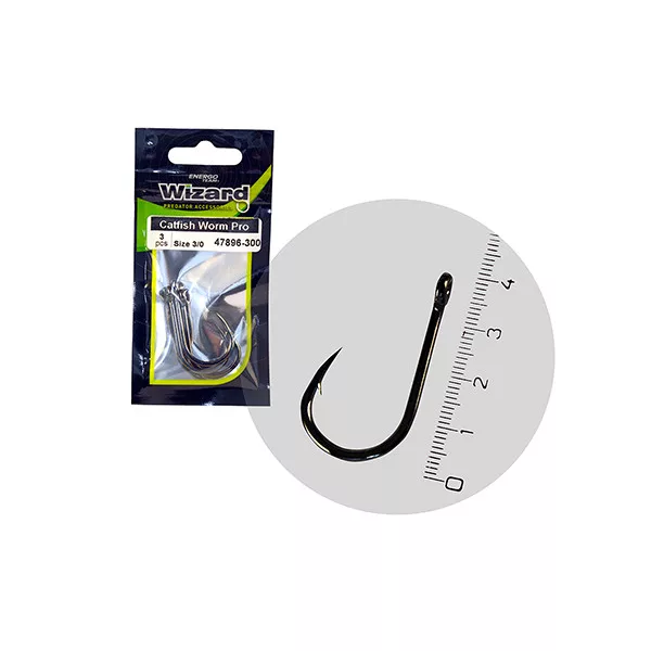 Wizard Catfish Worm Pro Brazed, cu ochet și barbă, 4/0, cârlig de somn