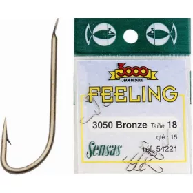   Sensas Feeling 3050 Bronz 20 cu paletă, Cârlig cu barbă pentru plătică 15 buc