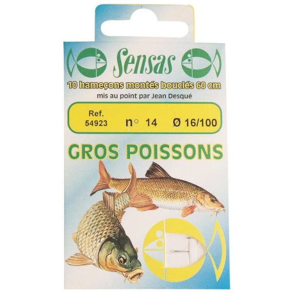 Sensas Big Fish Strong Wire 60cm 0,16mm 12 Cârlig monofilament legat 10buc