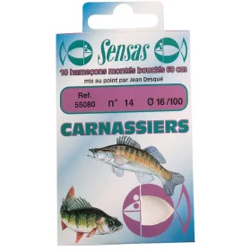   Sensas Bronz Puternic Predator 60cm 0,22mm 6 Monofilament Cârlig Legat 10buc