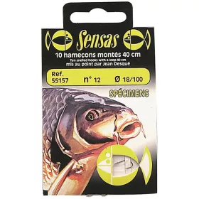   Sensas Specimen 40cm 0,18mm 12 Cârlig monofilament pre-legat 10 buc.