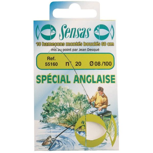 Sensas Waggler Curbură Rotundă 60cm 0,1mm 18 Cârlig Monofil Legat 10 buc