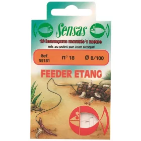   Sensas Feeder Etang 100cm 0,1mm 18 Monofilament Cârlig Pre-legat 10 buc