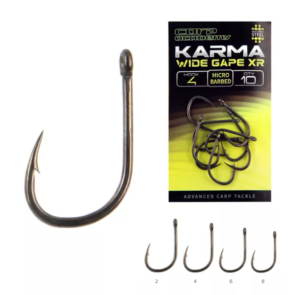 Carp Academy Karma Wide Gape XR 6 Cu ochet, Cu barbă Cârlig 10buc