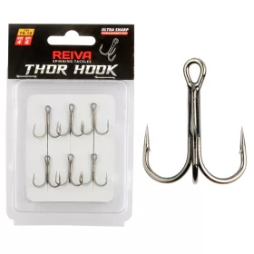   Reiva Treble Hook TR-19 Negru 1 6 bucăți/pachet Cu ochi Cu barbă Cârlig pentru pești răpitori