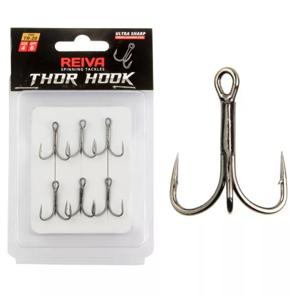 Nevis Powercat Treble Hook TR-21 Negru 6/0 5 bucăți/pachet Cu ochi Cu barbă Cârlig pentru pești răpitori