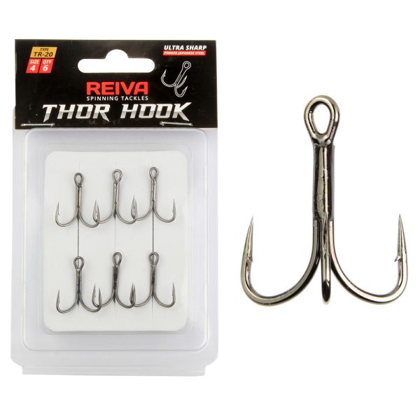 Reiva Treble Hook TR-20 Negru 2 6 bucăți/pachet Cu ochi Cu barbă Cârlig pentru pești răpitori