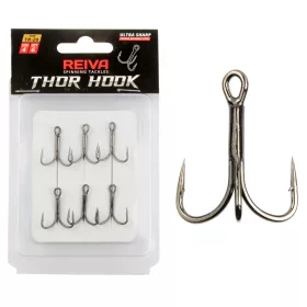   Reiva Treble Hook TR-20 Negru 4 6 bucăți/pachet Cu ochi Cu barbă Cârlig pentru pești răpitori