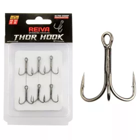   Reiva Treble Hook TR-20 Negru 6 6 bucăți/pachet Cu ochi Cu barbă Cârlig pentru pești răpitori