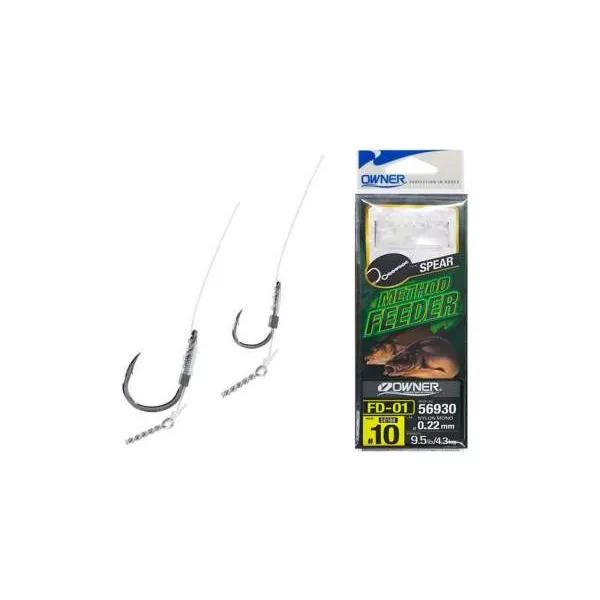 Owner Method Feeder 56930 6 Cârlig Legat cu Barbă, cu Ochi cu Țepușă de Momeală 6buc