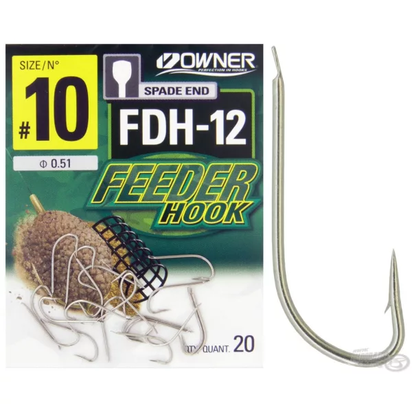 Owner FDH-12 16 Cârlig Feeder cu Barbetă, cu Placă, 20 buc