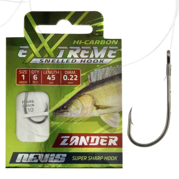 Nevis 1 Cârlig Cu Barbă, Cu Ochet 45cm 0,22mm Monofilament Legat pentru Șalău 6 buc