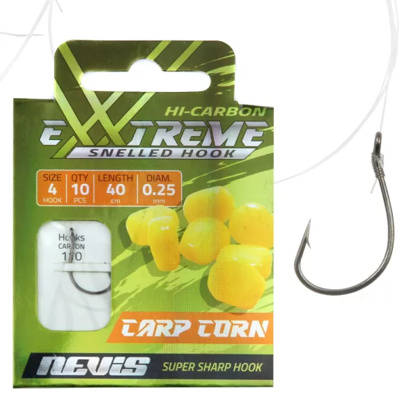 Nevis 10 Cu barbă, Cu ochet 40cm 0,20mm Cârlig pre-legat monofilament pentru crap 10 buc