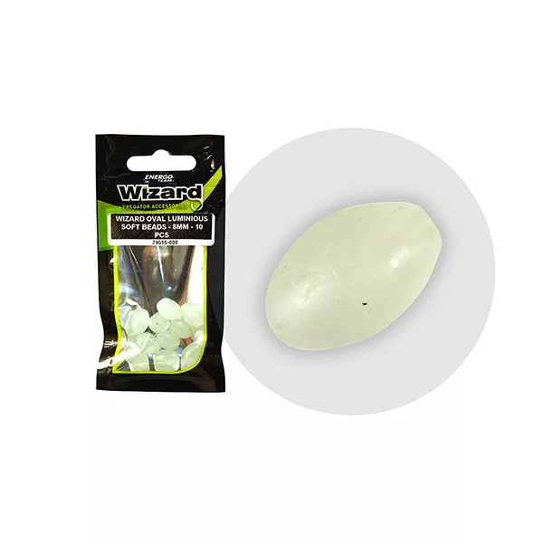 Wizard Pentru somn Ovală Fosforescentă 6mm Mărgea de cauciuc 10 buc