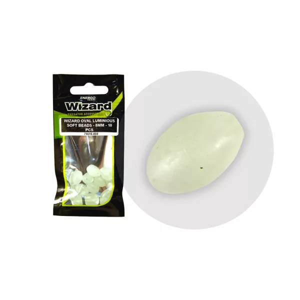Wizard Pentru somn Ovală Fosforescentă 8mm Mărgea de cauciuc 10 buc