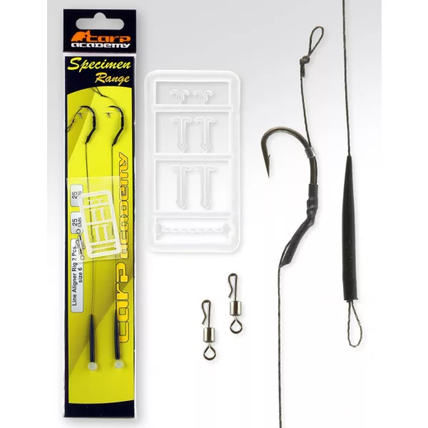 Carp Academy Line Aliger Rig Negru 6 2 buc/pachet Cârlig legat împletit cu ochi și barbă