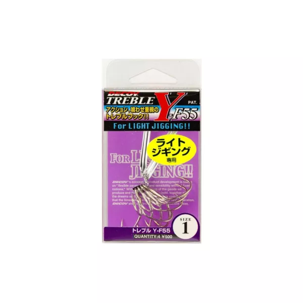 Decoy Y-F55 Light Jigging #1/0 Microbarb Füles Szakállas Háromágú Horog 4db