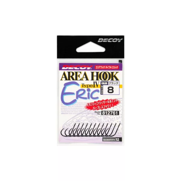 Decoy Area Type IV AH-4 Eric #8 Barbless Füles Szakáll Nélküli Egyágú Ragadozóhalas Horog 12db