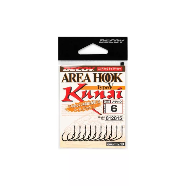 Decoy Area Type V AH-5 Kunai #4 Barbless Füles Szakáll Nélküli Egyágú Ragadozóhalas Horog 10db