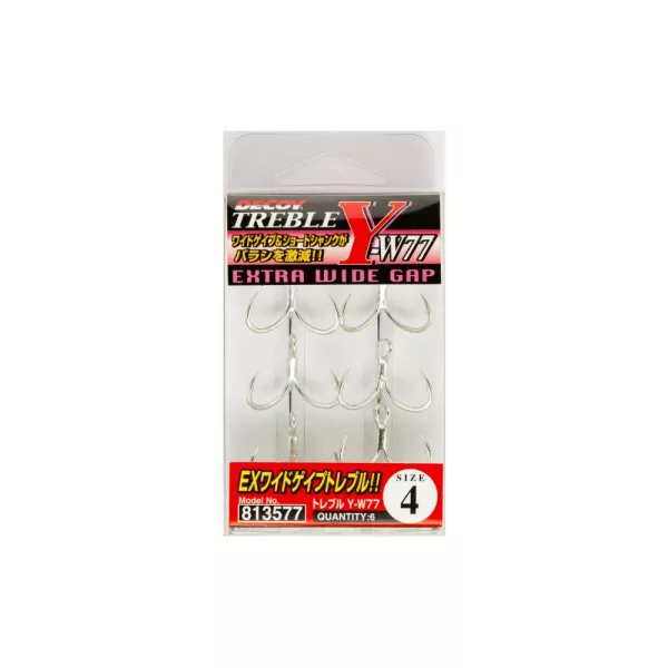 Decoy Y-W77 Extra Wide Gap #4 Füles Szakállas Háromágú Horog 6db