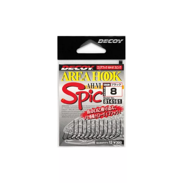 Decoy Area Type VI AH-6 Spic #6 Barbless Füles Szakáll Nélküli Egyágú Ragadozóhalas Horog 12db