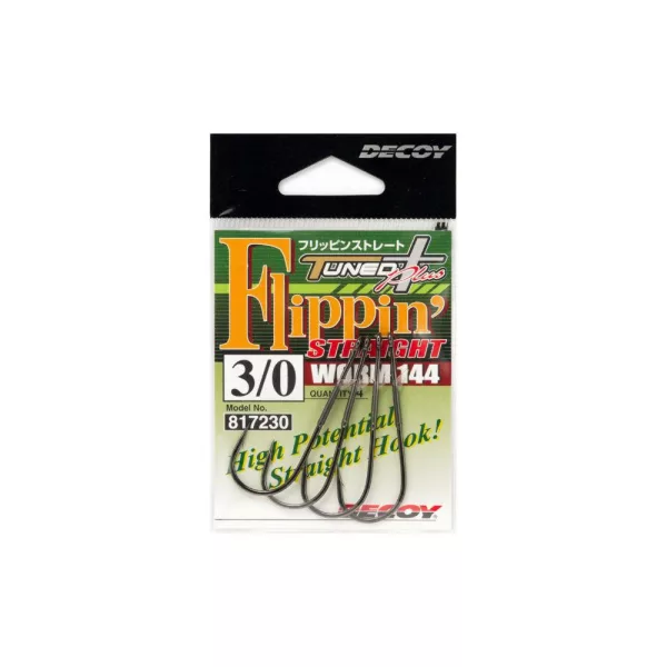 Decoy Worm 144 Flippin Straight #4/0 Füles Szakállas Egyágú Ragadozóhalas Horog 4db