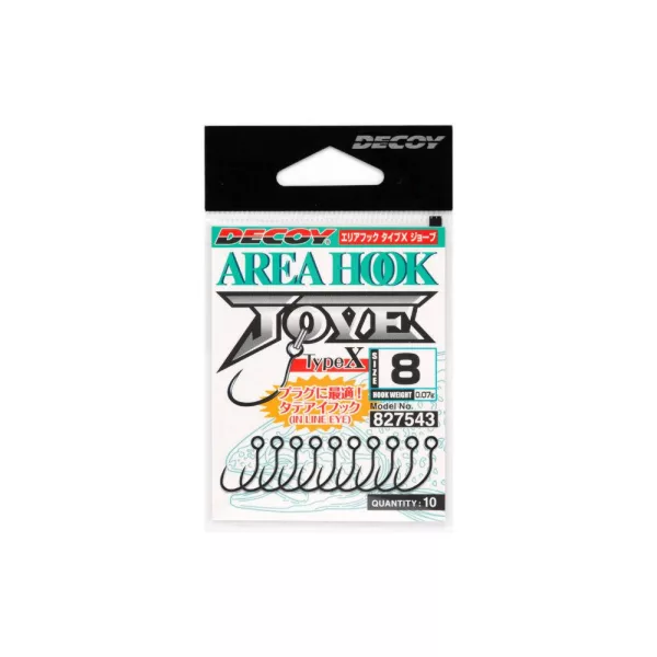Decoy Area Type X AH-10 X Jove #8 Barbless Füles Szakáll Nélküli Egyágú Ragadozóhalas Horog 10db