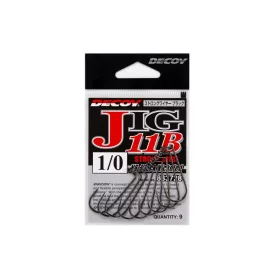  Decoy Jig11B Strong Wire Black #4/0 Füles Szakállas Egyágú Jig Horog 6db