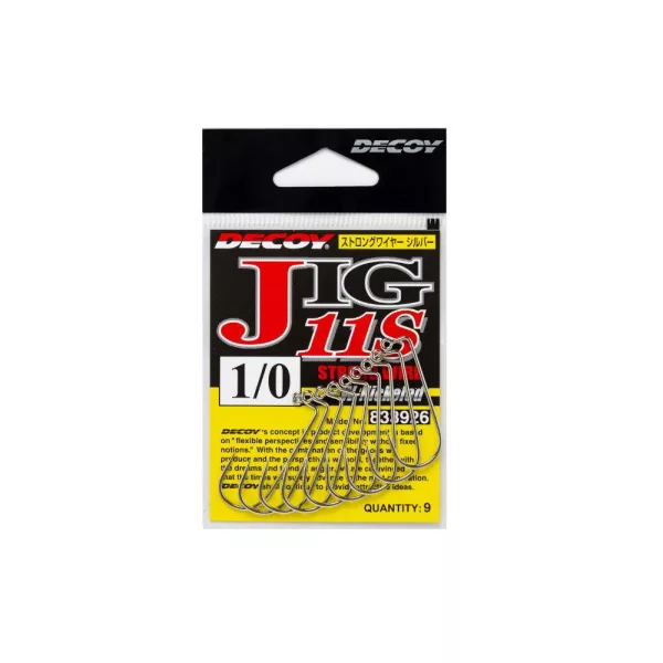 Decoy Jig11S Strong Wire Silver #3/0 Füles Szakállas Egyágú Jig Horog 7db