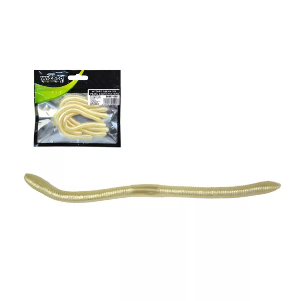 Râmă artificială Wizard Worm Pearl 14cm 5 buc.