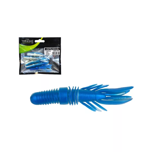 Larvă artificială Wizard Bass Grub Blue 7cm 5 buc.