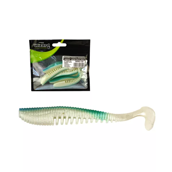 Wizard Ruthless Minnow Verde 10cm Nălucă de cauciuc 5buc