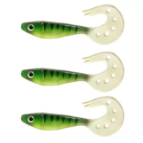   Nevis Twister Shad Vantage Perch 9cm 6,56gr Nălucă de plastic Verde-Alb 3 buc