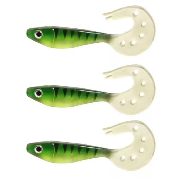 Nevis Twister Shad Vantage Perch 9cm 6,56gr Nălucă de plastic Verde-Alb 3 buc
