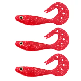   Nevis Twister Shad Vantage 9cm 6,56gr 3 buc/set /roșu-sclipici/ Momeală plastică