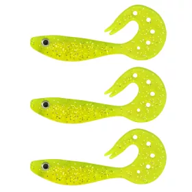   Nevis Twister Shad Vantage 9cm 6,56gr 3buc/pachet /galben-sclipici/ Nălucă plastică