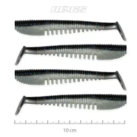   Nevis Impulse Shad 10cm 6,92gr 4buc/pachet Negru-Argintiu Nalucă plastic