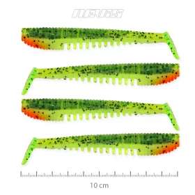   Nevis Impulse Shad 10cm 6,92gr 4buc/pachet Sclipici Verde-Portocaliu Nalucă plastic