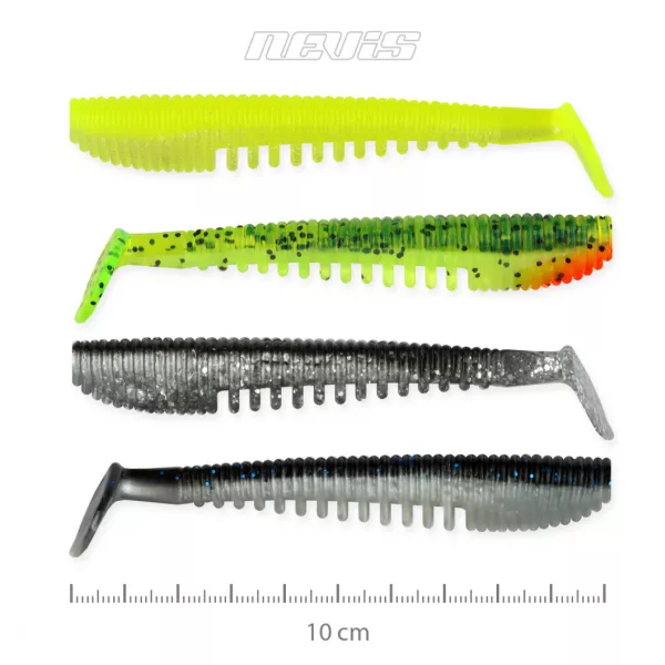 Nevis Impulse Shad 10cm 6,92gr 4buc/pachet 4culori Nalucă plastic