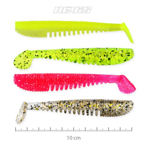 Nevis Impulse Shad 10cm 6,92gr 4buc/pachet 4culori Nalucă plastic