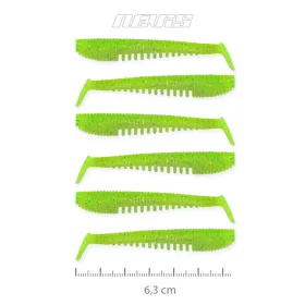   Nevis Impulse Shad 6,3cm 1,77gr 6buc/pachet Verde Fluo Sclipici X2 Nălucă de plastic
