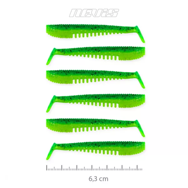Nevis Impulse Shad 6,3cm 1,77gr 6buc/pachet Verde Sclipici Nălucă de plastic