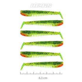   Nevis Impulse Shad 6,3cm 1,77gr 6buc/pachet Verde-Portocaliu Sclipici Nălucă de plastic