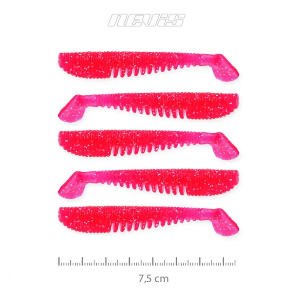 Nevis Impulse Shad 7,5cm 3,05gr 5buc/pachet Roz Sclipici Nălucă de plastic