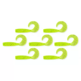   Nevis Twister 6cm 2,54gr 7buc/pachet Verde Fluo Sclipici Nălucă de plastic