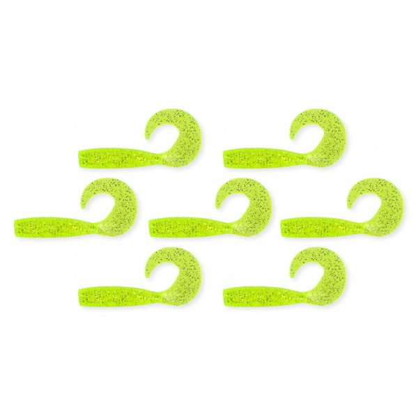 Nevis Twister 6cm 2,54gr 7buc/pachet Verde Fluo Sclipici Nălucă de plastic
