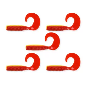   Nevis Twister 7,5cm 4,17gr 5buc/pachet Momeală plastic Galben-roșu