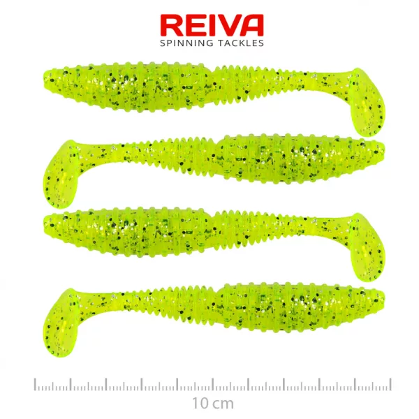 Reiva Zander Power Shad 10cm 7,05gr 4 buc/set (Fluo Verde Sclipici II.)